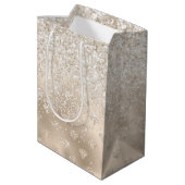 Goud Wit Glitter Diamanten Medium Cadeauzakje (Achterkant Gekanteld)