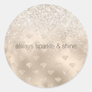 Goud Wit Glitter Diamanten Ronde Sticker