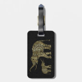 Goud & Wit Glitter & Sparkles Bloemenolifant 2 Bagagelabel (Achterkant verticaal)