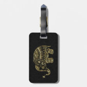 Goud & Wit Glitter & Sparkles Bloemenolifant Bagagelabel (Achterkant verticaal)