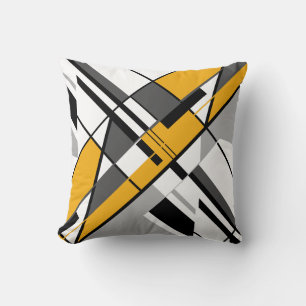 Goud Wit Grijs Zwart Diagonaal Cross Design Kussen