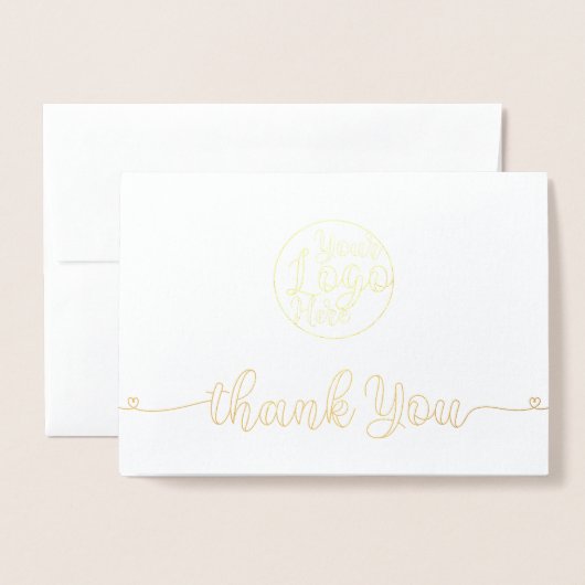 Goud Wit Handgeschreven Harten Klant Dank U Folie Kaarten (Voorkant met envelop)