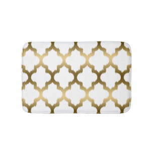 Goud & Wit Ikat Quatrefoil geometrisch patroon Badmat