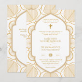 Goud Wit Katholiek Nuptial Mass Bruiloft Kaart (Voorkant / Achterkant)