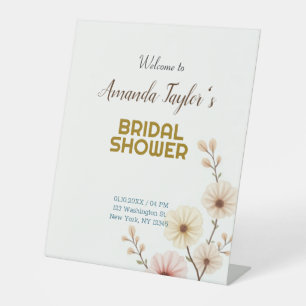 Goud Wit Kleur Minimalistisch Vrijgezellenfeest Reclamebord Met Voetstuk