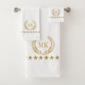 Goud Wit Laurel Wreath Monogram Bad Handdoek (Insitu)