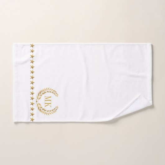 Goud Wit Laurel Wreath Monogram Bad Handdoek (Handdoek)