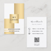 Goud wit logo QR-code professioneel Visitekaartje (Voorkant / Achterkant)