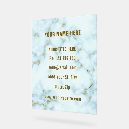Goud Wit Marmer Custom Business Acryl Sign Acryl Bord (Hoek)