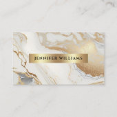 Goud Wit Marmer Elegant QR Code Modern Visitekaartje (Voorkant)