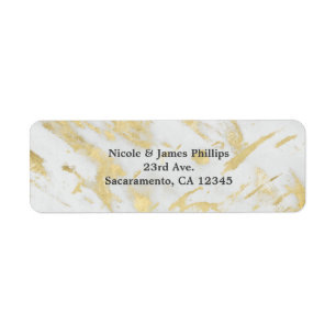 Goud & Wit Marmer Glam Elegante Moderne Uitnodigin Etiket