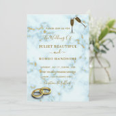 Goud Wit Marmer Uw QR Code Bruiloft Uitnodiging (Staand voorkant)