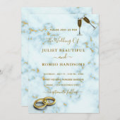 Goud Wit Marmer Uw QR Code Bruiloft Uitnodiging (Voorkant / Achterkant)