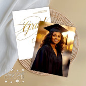 Goud & Wit Minimal Scripted Afstudeerder Ceremony Kaart