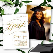 Goud & Wit Minimal Scripted Afstudeerder Ceremony Kaart