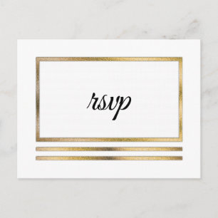 Goud   Wit Modern Eenvoudig Elegant RSVP-Tussenvoe Uitnodiging Briefkaart