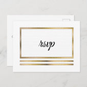 Goud | Wit Modern Eenvoudig Elegant RSVP-Tussenvoe Uitnodiging Briefkaart (Voorkant / Achterkant)