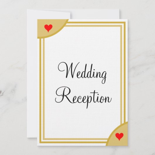 Goud Wit Monogram Bruiloft Receptie Harten Kaart (Voorkant)