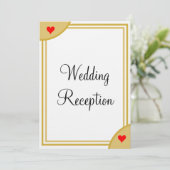 Goud Wit Monogram Bruiloft Receptie Harten Kaart (Staand voorkant)