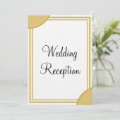Goud Wit Monogram Bruiloft Receptie Kaart (Staand voorkant)