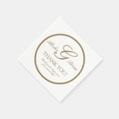 Goud Wit Monogram Huwelijk | Papieren Servetten (Hoek)