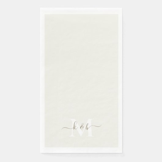 Goud & Wit Monogram Swash Script Cream Servet (Voorkant)