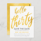 Goud Wit Opslaan Datum Dertig Verjaardag Feest Briefkaart (Voorkant / Achterkant)