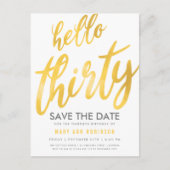 Goud Wit Opslaan Datum Dertig Verjaardag Feest Briefkaart (Voorkant)