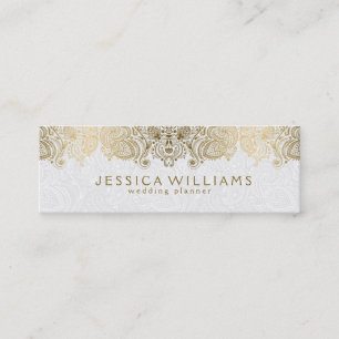 Goud & Wit Paisley Kant Bruiloft Planner Mini Visitekaartje