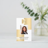 Goud wit profiel foto bedrijfs logo QR code Visitekaartje (Staand voorkant)