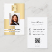Goud wit profiel foto bedrijfs logo QR code Visitekaartje (Voorkant / Achterkant)