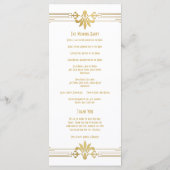 Goud Wit Roaring 20s Art Deco Trouwprogramma Programma (Achterkant)