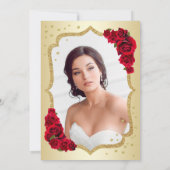 Goud Wit Rood Foto Quinceanera Kaart (Achterkant)
