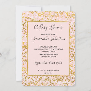 Goud Wit Roze Confetti Baby shower Kaart