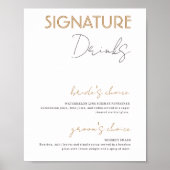 Goud & Wit Signature Drinken Bruiloft Bar Poster (Voorkant)