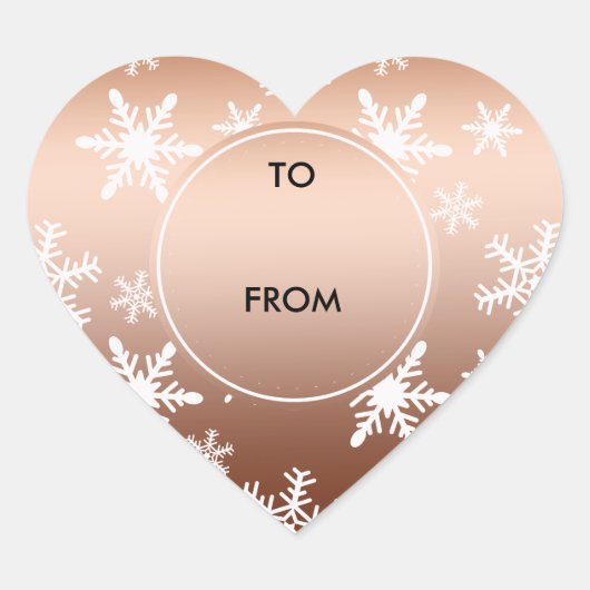 Goud Wit Sneeuwvlokken Kerstmis Hart Sticker (Voorkant)