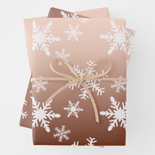 Goud Wit Sneeuwvlokken Kerstmis Inpakpapier Vel (In situ)