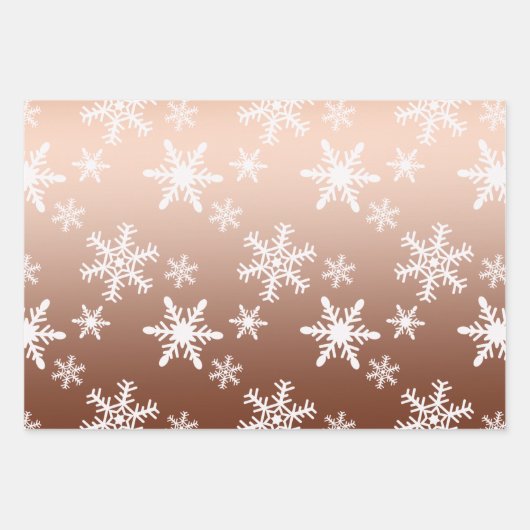 Goud Wit Sneeuwvlokken Kerstmis Inpakpapier Vel (Voorkant)