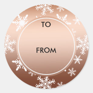 Goud Wit Sneeuwvlokken Kerstmis Ronde Sticker