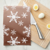 Goud Wit Sneeuwvlokken Kerstmis Theedoek (Quarter Fold)