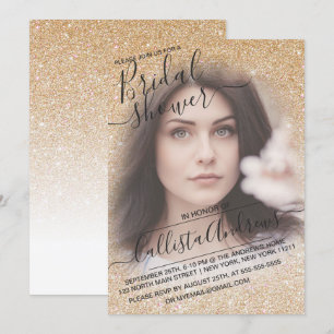 Goud Wit Sparkly Glitter Foto Vrijgezellenfeest Kaart