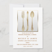Goud Wit  Utensils Wedding Repetitie Kaart (Voorkant)