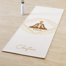 Goud-Wit Yoga Pose met Aangepaste Naam