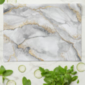 Goud Wit Zilver Marmer  Theedoek (Gevouwen)