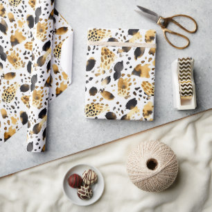 Goud Wit Zwart Leopard Abstract Cadeaupapier