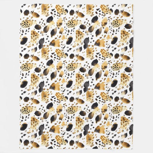 Goud Wit Zwart Leopard Abstract Fleece Deken (Voorkant)