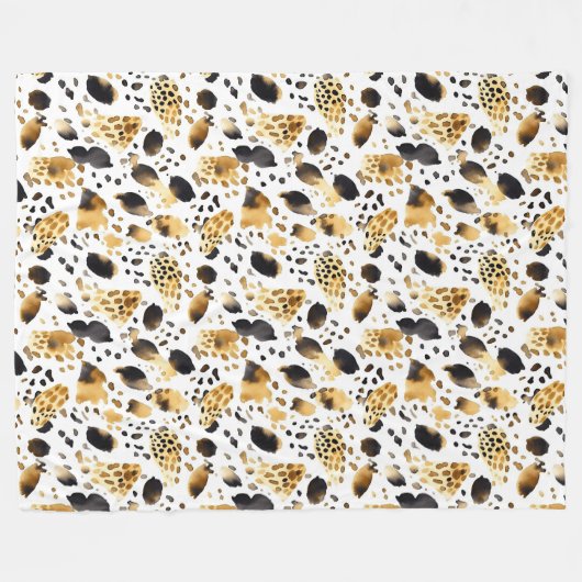 Goud Wit Zwart Leopard Abstract Fleece Deken (Voorkant (Horizontaal))