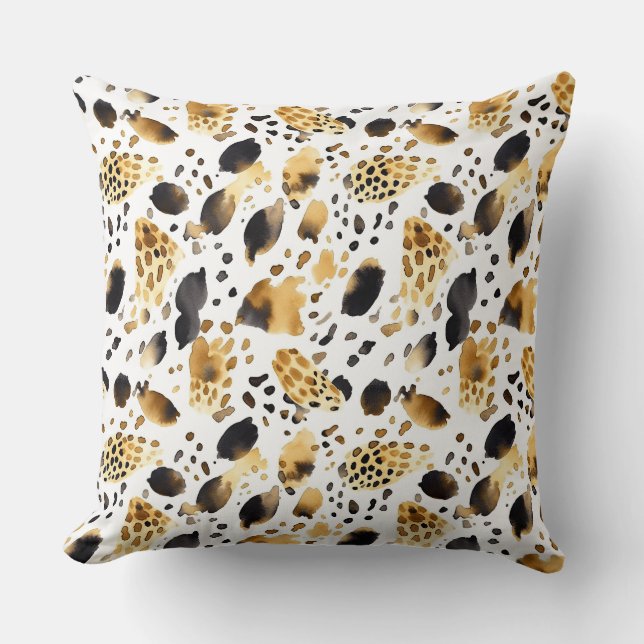 Goud Wit Zwart Leopard Abstract Kussen (Voorkant)