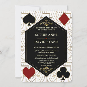 Goud Witte Art Deco Casino QR Code Gatsby Bruiloft Kaart