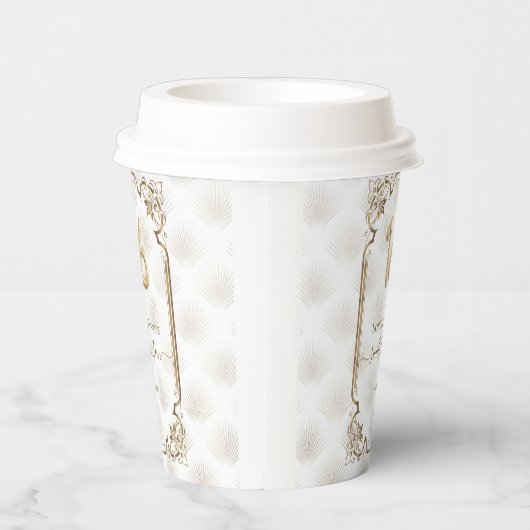 Goud Witte Art Deco Zoete 16e Verjaardag Papieren Bekers (Rechts)